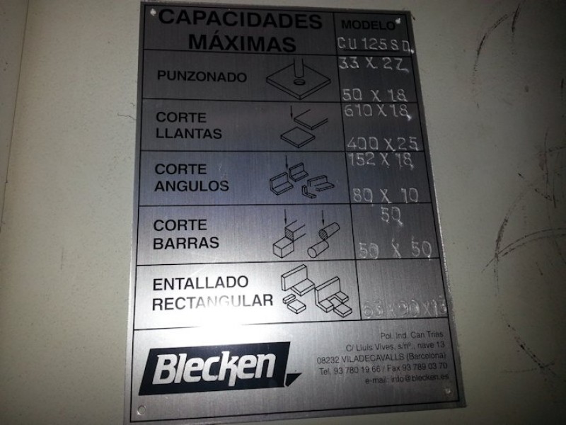 Punzonamento modello Blecken CU125SD