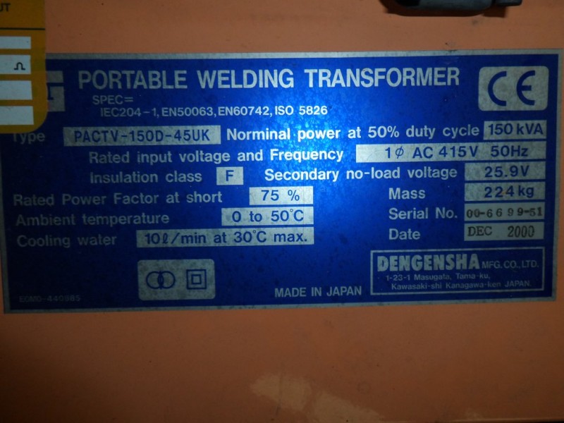 150 kVA cooled water portable welding transformer Dengensha